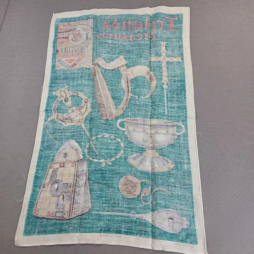 Vintage Nelson Ireland's Treasures Pure Linen Tea Towel Made In Ireland 29x19